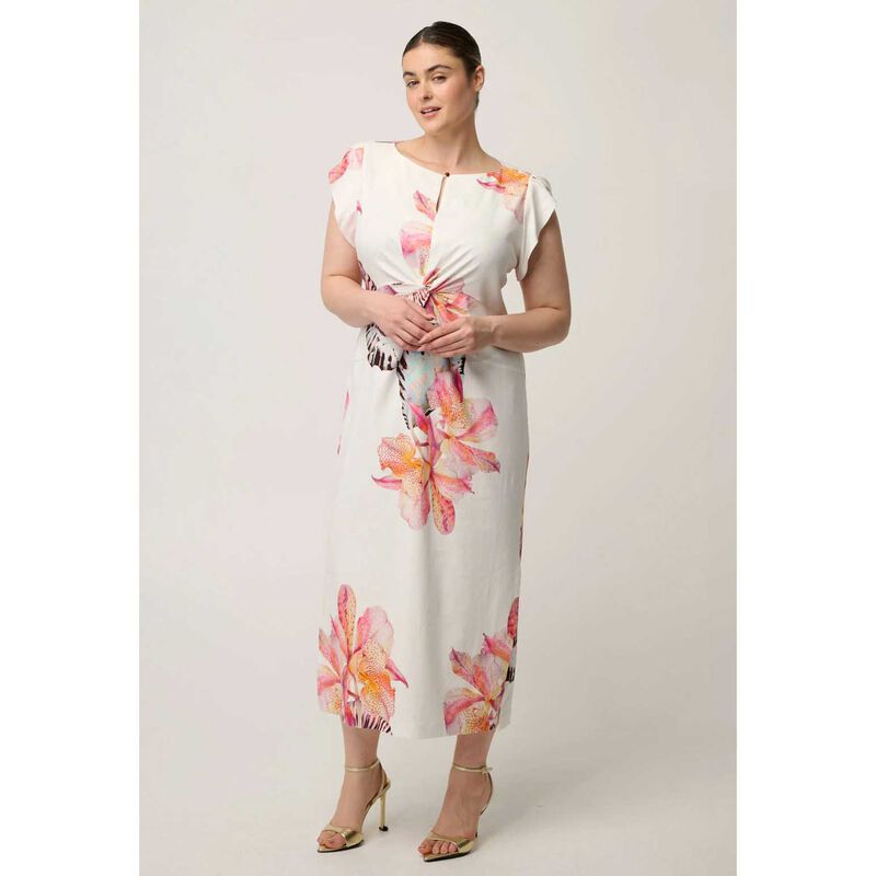 OnceWas Geneva Stretch Twist Detail Column Midi Dress image number 3